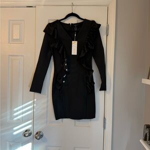 WOW couture - Elegant Black Ruffle Dress NWT size small